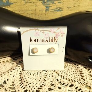 NWT MACY'S LONNA & LILLY OPAL AND GOLD STUD EARRINGS